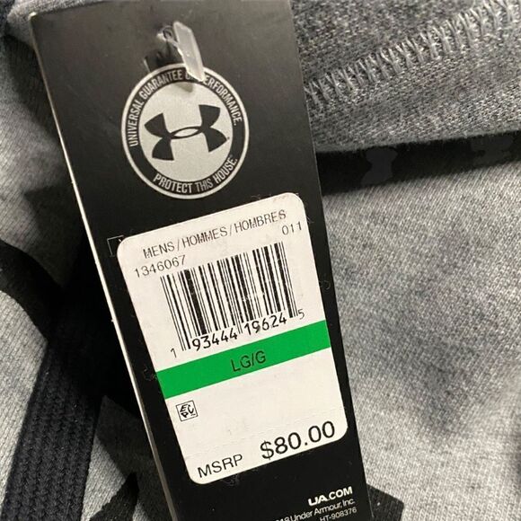 UNDER ARMOUR Project Rock Warm-Up Hoodie 1346067-011 Gray Black size L (a) New - Picture 12 of 13